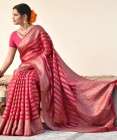 Luxurious Banarasi Silk With Allover Golden Zari Weaving Desing Saree