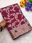 Stunning Soft Silk Saree with All-Over Copper Zari Motifs