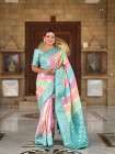 Traditional Banarasi Silk Saree in Multi-Colour with Rich Zari Border