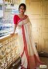 Stylish Party Looks Soft Cotton Saree with Small Border and Allovar Buti