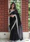 Stylish Party Looks Soft Cotton Saree with Small Border and Allovar Buti