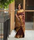 Luxurious Golden Buta and Checks Intricate Designs  Banarasi Saree