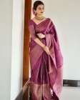 Lavish Purple Saree with Heavy Golden Border and Fancy Blouse