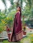 Luxurious Wine Saree with Golden Lining and Stunning Border