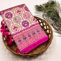 Meenakari Elegance Kanjivaram Silk Saree with Rich Pallu and Contrast Design