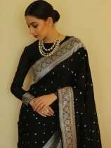 Traditional Opulence Banarasi Soft Silk Saree with Intricate Silver Butaa Work Design Saree
