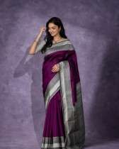 Luxurious Royal Wine and Heavy Silver Border Silver Pallu Saree