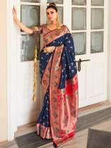 Traditional Pethani Silk Saree: Meenakari and Peacock Elegance